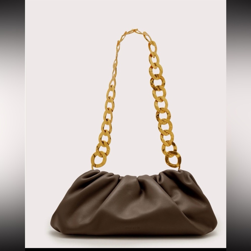 Cult Gaia NWT Dulce Ruched Leather Bag - Luwak Espresso - $598 retail - Picture 2 of 7